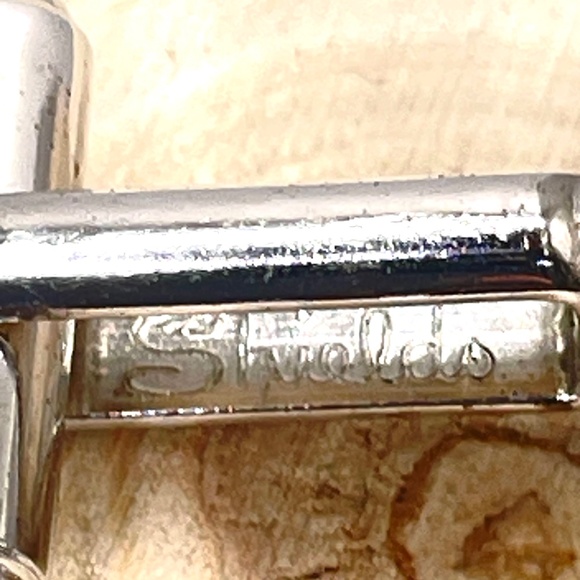 Vintage Shields Fifth Avenue Signed Silver Tone Black Enamel Men's Cuff Links - Picture 7 of 10